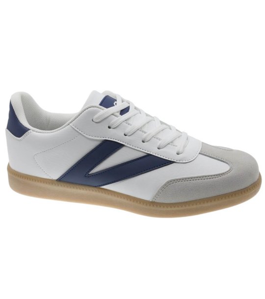 Тийнейджърски сникърси в бяло и тъмносиньо с връзки снимка