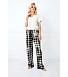 Памучно карирано долнище на пижама в черно и бяло Klara-3 снимка