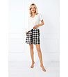 Памучно късо карирано долнище на пижама в черно и бяло Klara-3 снимка