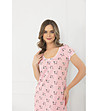 Памучна нощница на райе в розово и бяло с принт Sajla-2 снимка