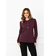 Памучна дамска блуза в бордо с дълъг ръкав Gordo-0 снимка