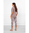 Дамска памучна пижама в цвят капучино с къс ръкав Kimuri-1 снимка