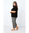 Черна дамска пижама 7/8 Klara с каре-1 снимка