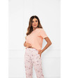 Дамска памучна пижама Satui в цвят сьомга с флорален принт-2 снимка
