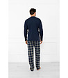 Тъмносиня мъжка памучна пижама Andreas на каре-1 снимка