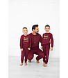 Мъжка памучна пижама Gordo в цвят бордо с джобове-3 снимка