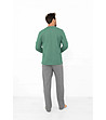Мъжка лятна памучна пижама в зелено и сив меланж Juliusz-1 снимка