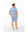 Мъжка памучна лятна пижама Krystian в синьо-1 снимка