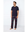 Памучна мъжка пижама Nelson в тъмносиньо на каре-2 снимка