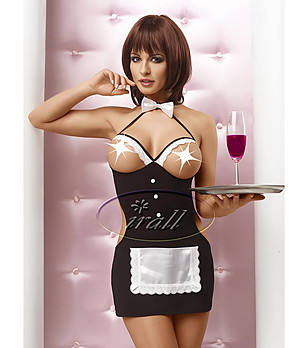 Еротичен костюм в черно Секси сервитьорка снимка