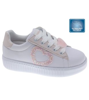 Бели сникърси със странична декорация снимка