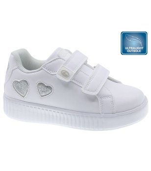 Бели ежедневни сникърси със странична декорация и велкро снимка