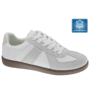 Бели дамски сникърси с велур снимка