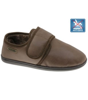 Кафяви мъжки пантофи с велкро снимка