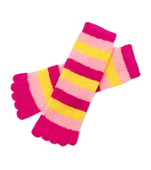 Чорапи с пръсти на райета в малина, розово и жълто JUICY снимка