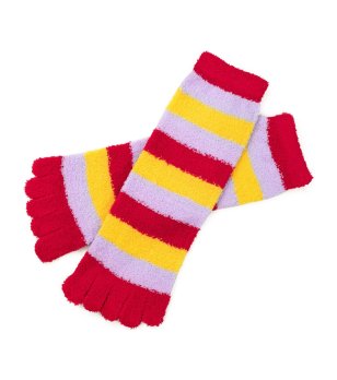 Чорапи с пръсти на райета в цвят червено, лилаво и жълто JUICY снимка