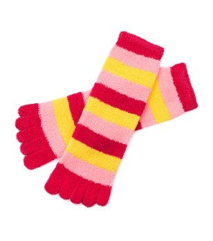 Чорапи с пръсти на райета в червено, жълто и розово JUICY снимка