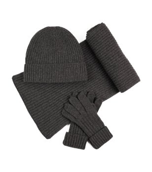 Вълнени шал, шапка и ръкавици в графит ALCAN снимка