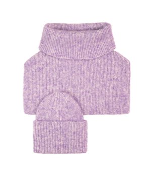 Виолетов комплект шапка и шал яка PELLY снимка