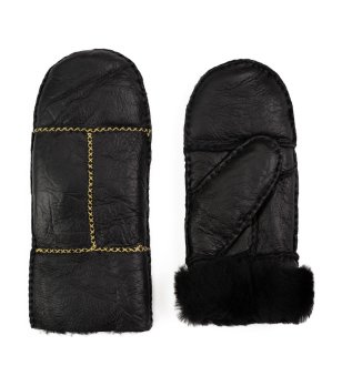 Черни кожени ръкавици с един пръст EBBA снимка