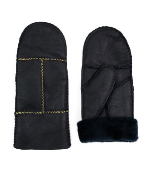 Черни кожени ръкавици с един пръст EBBA снимка