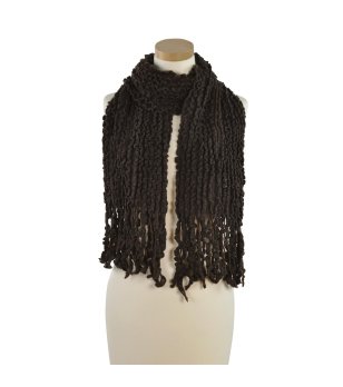 Тъмнокафяв шал с ресни Suzy снимка