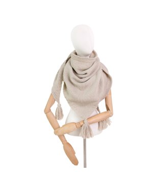 Триъгълен шал в светъл бежов цвят MARION снимка
