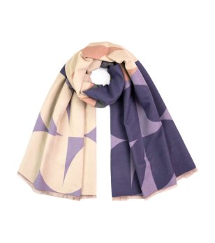 Дамски зимен шал в екрю и лилаво SELENA снимка