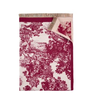 Дълъг шал в тъмночервено и екрю Deborah снимка