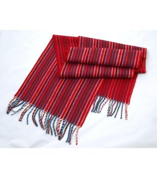Червен мъжки шал на райе ZOEY снимка