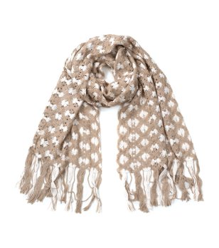 Бежов шал с геометричен десен снимка