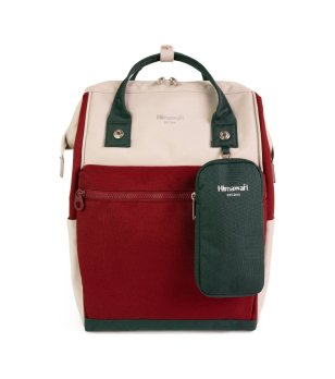 Раница TASK M в тъмночервено, светлобежово и зелено с отделение за лаптоп снимка