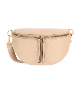 Бежова велурена чанта за кръста Sorin снимка