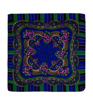 Шал-кърпа с народни мотиви в синьо Claire снимка