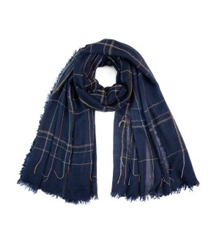 Тъмносин шал на каре MORGAN снимка