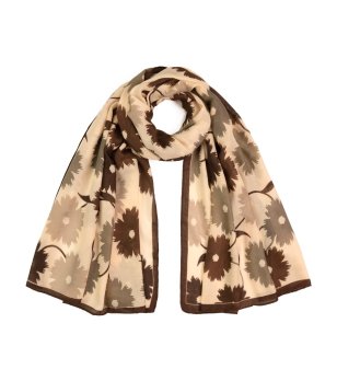 Дамски шал на цветя в бежово и кафяво Shawna снимка
