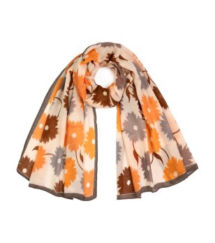 Светлобежов шал с флорални мотиви Shawna снимка