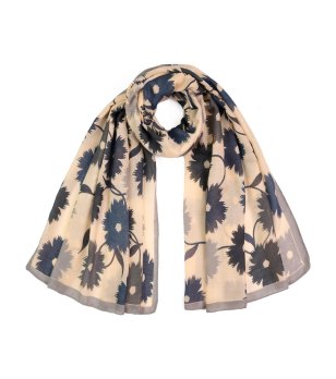 Бежов шал с флорални мотиви в сиво SHAWNA снимка