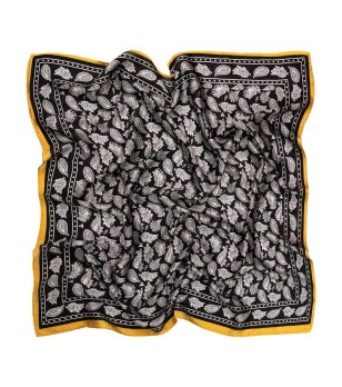 Сатенен шал в черно със златист кант FANCY снимка