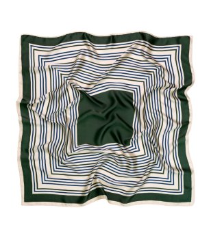 Сатенен шал в зелено и екрю STRIPES снимка