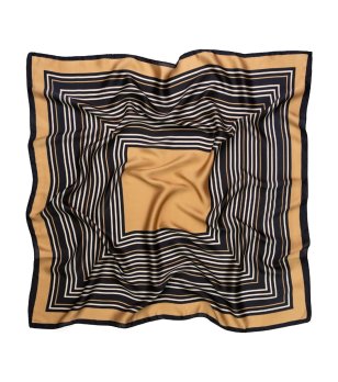 Тъмносин шал с райета и златисти акценти STRIPES снимка