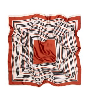 Шал на райета в червено и екрю STRIPES снимка