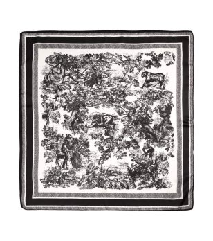 Черно-бял шал с животински мотиви WILDCAT снимка