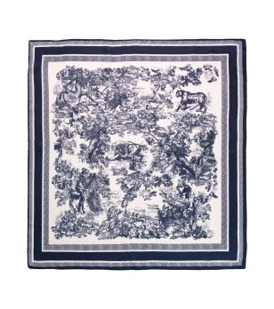 Шал в тъмносиньо и бяло с животински мотив WILDCAT снимка