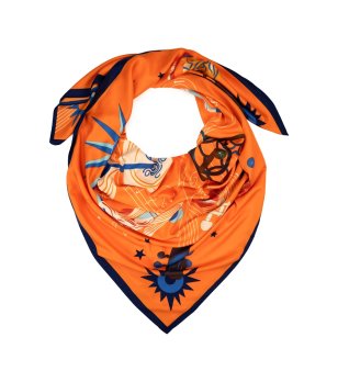 Шал в оранжево с абстрактен принт UNIVERSE снимка