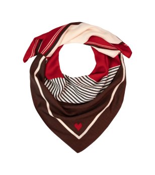 Дамски шал в кафяво и червено MINIMAL STRIPES снимка