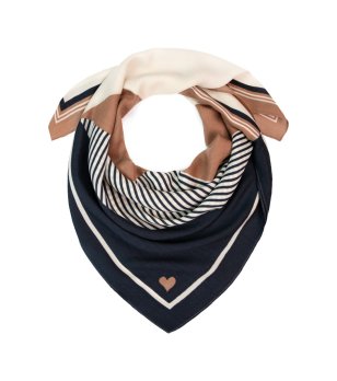 Дамски шал в тъмносиньо и бежово MINIMAL STRIPES снимка