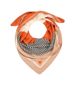 Дамски шал в оранжево и бежово MINIMAL STRIPES снимка