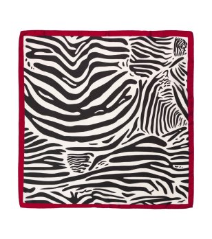 Шал с животински мотив в тъмночервено, черно и бяло  Ribs снимка