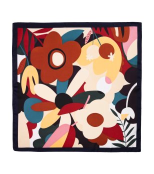 Черен шал с многоцветен принт JUNGLE снимка